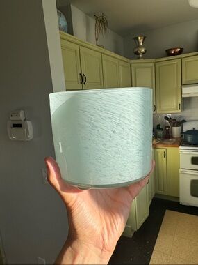 Frosted Seafoam Glass Candle Holder- LAFCO empty